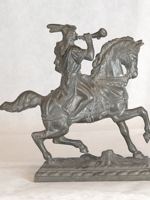 Antike Metallskulptur – Reitender Trompeter – Zinkguss – Historismus – 19./20. Jahrhundert