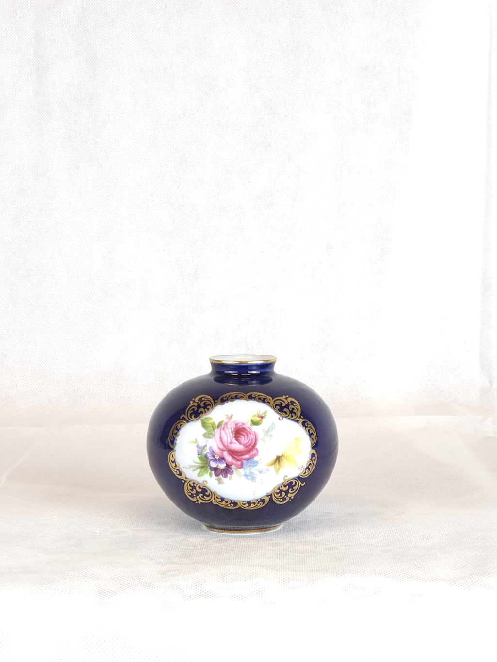 German Porcelain Set - 4 Pieces - Cobalt Blue & Gold - Weimar GDR + Lindner Bavaria - Hand Painted