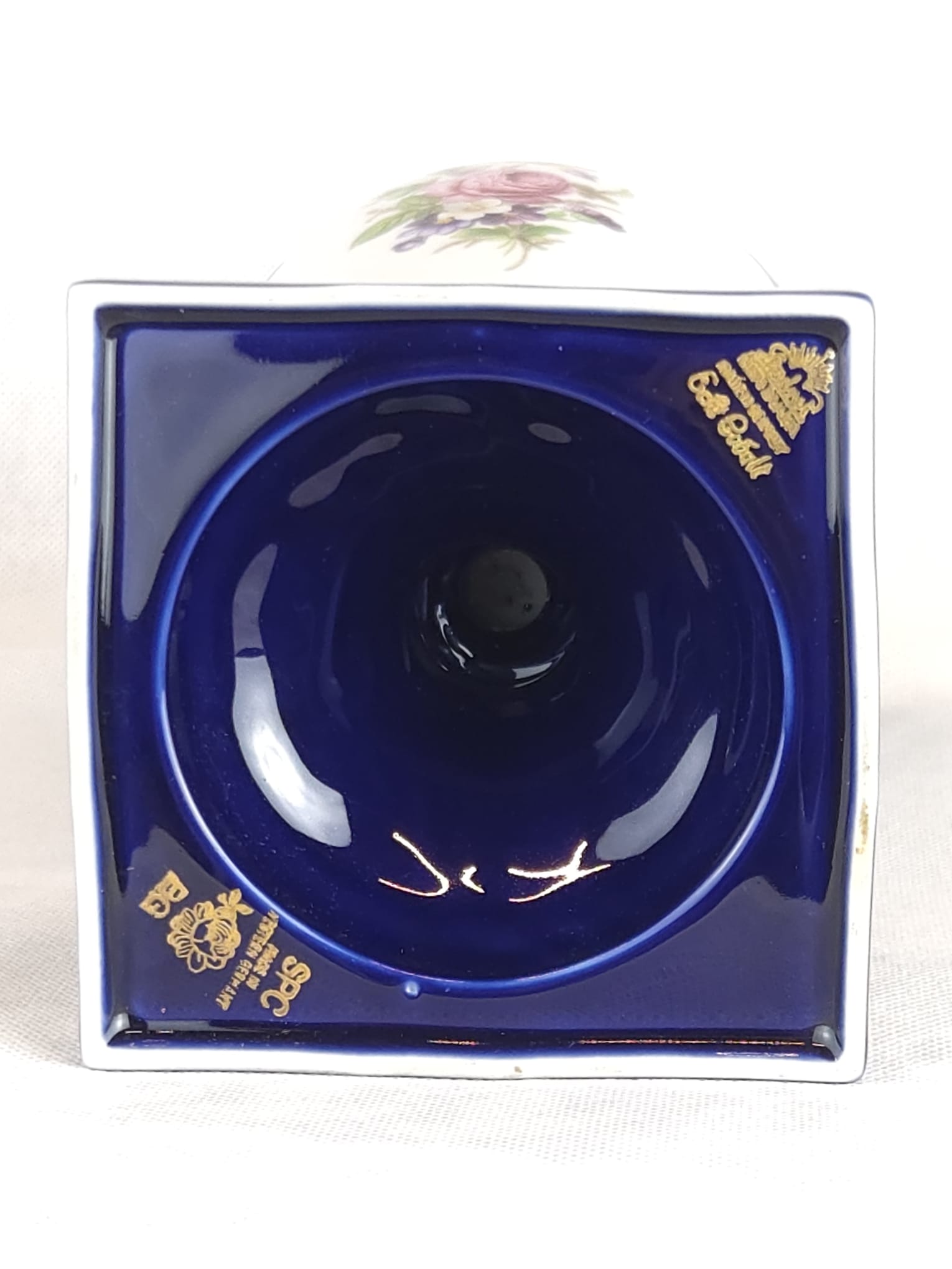 German Porcelain Set - 4 Pieces - Cobalt Blue & Gold - Weimar GDR + Lindner Bavaria - Hand Painted