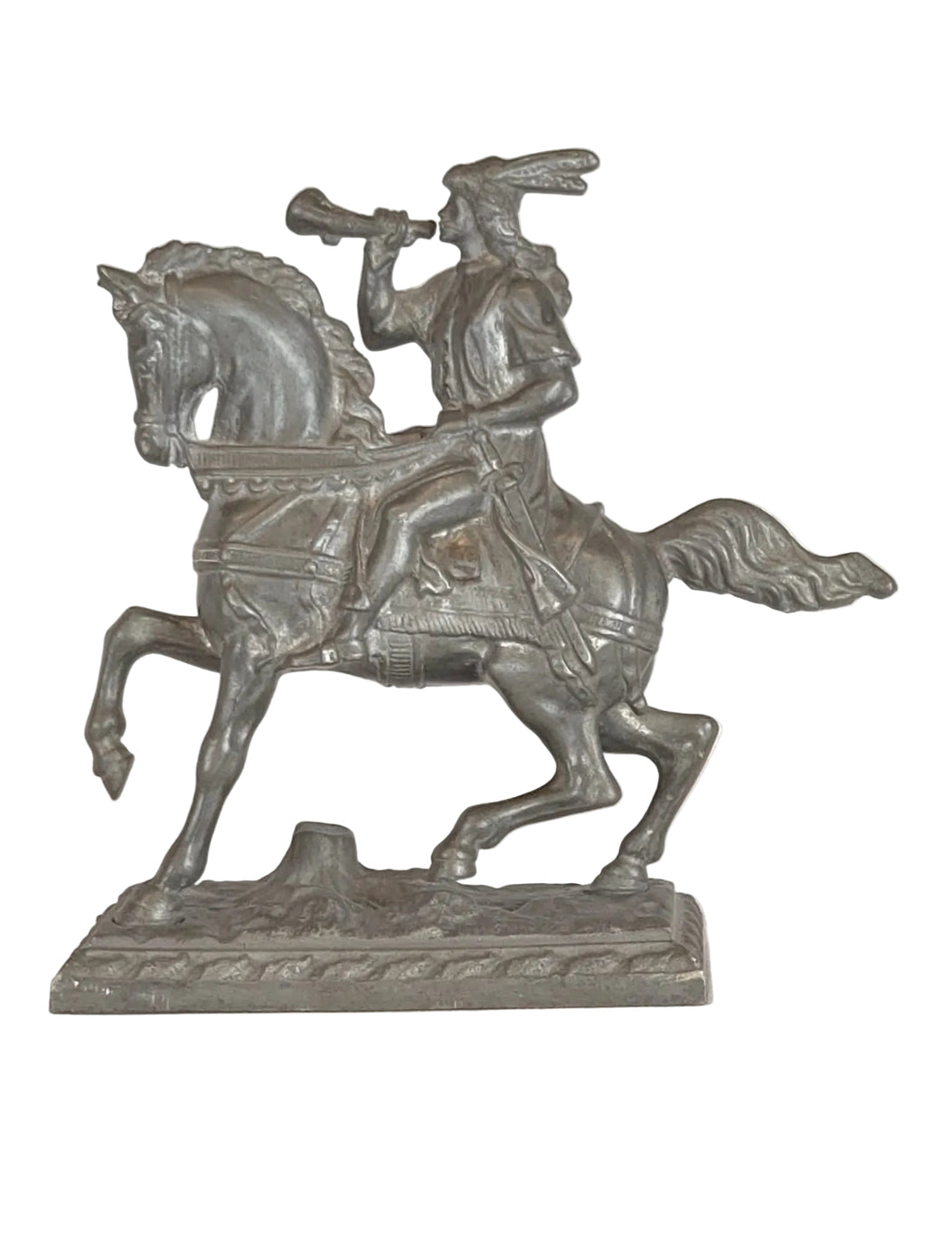 Antike Metallskulptur – Reitender Trompeter – Zinkguss – Historismus – 19./20. Jahrhundert