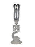 Antiker Kristall-Kerzenleuchter – Delphin-Figur – Gravierter Tulpenkelch – Viktorianischer Stil