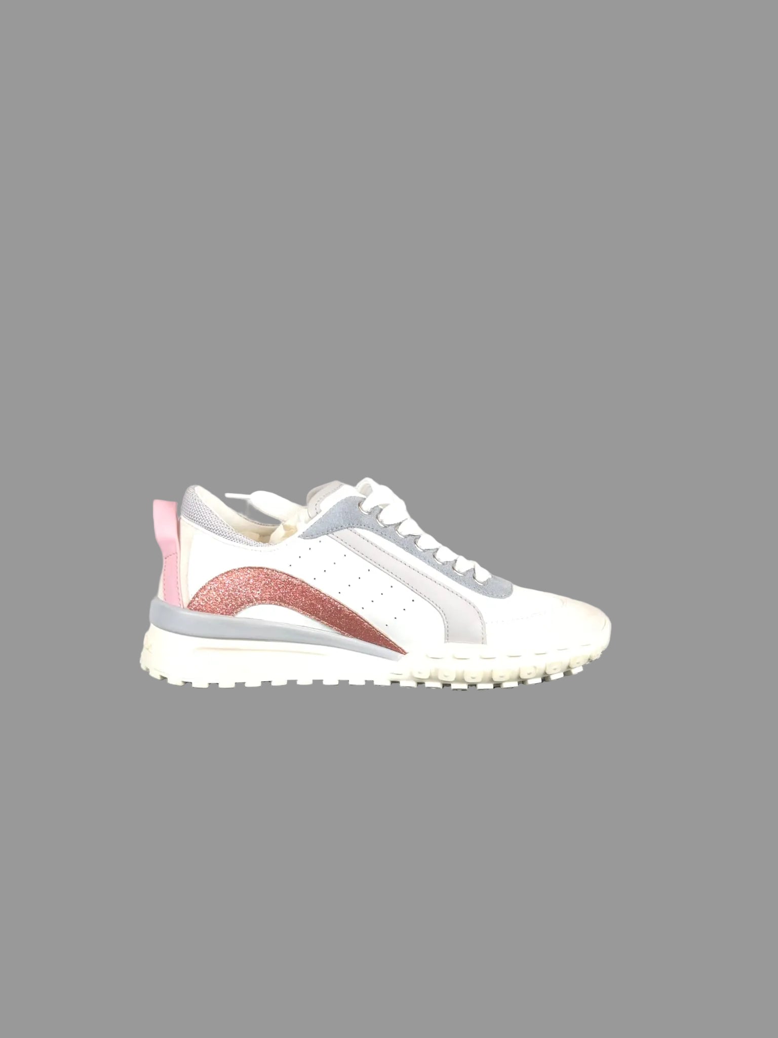 DSQUARED2 Sneaker Damen – Weiß/Rosa Glitter – Größe 39 – Mit Originalkarton